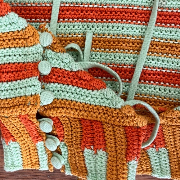 Urban Outfitters Seraphina Striped High Neck Knit Tank Top Orange/ green medium - Picture 5 of 6